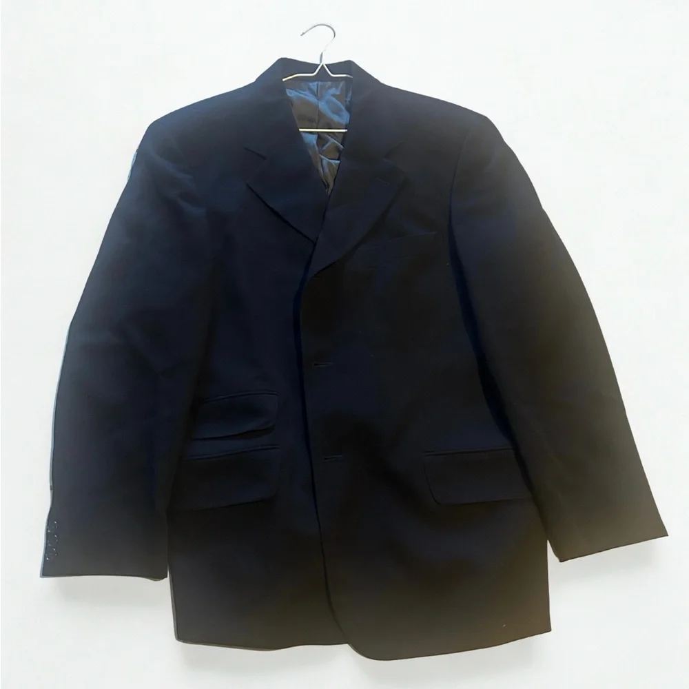 Ermenegildo Zegna Black Wool Blazer Jacket 3- Button Classic Fit, Size 42R, Mens